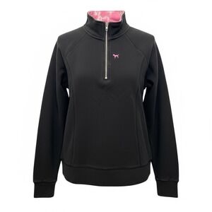 PINK Victoria's Secret Quarter‎ Zip Jacket Womens M Black/Pink Activewear